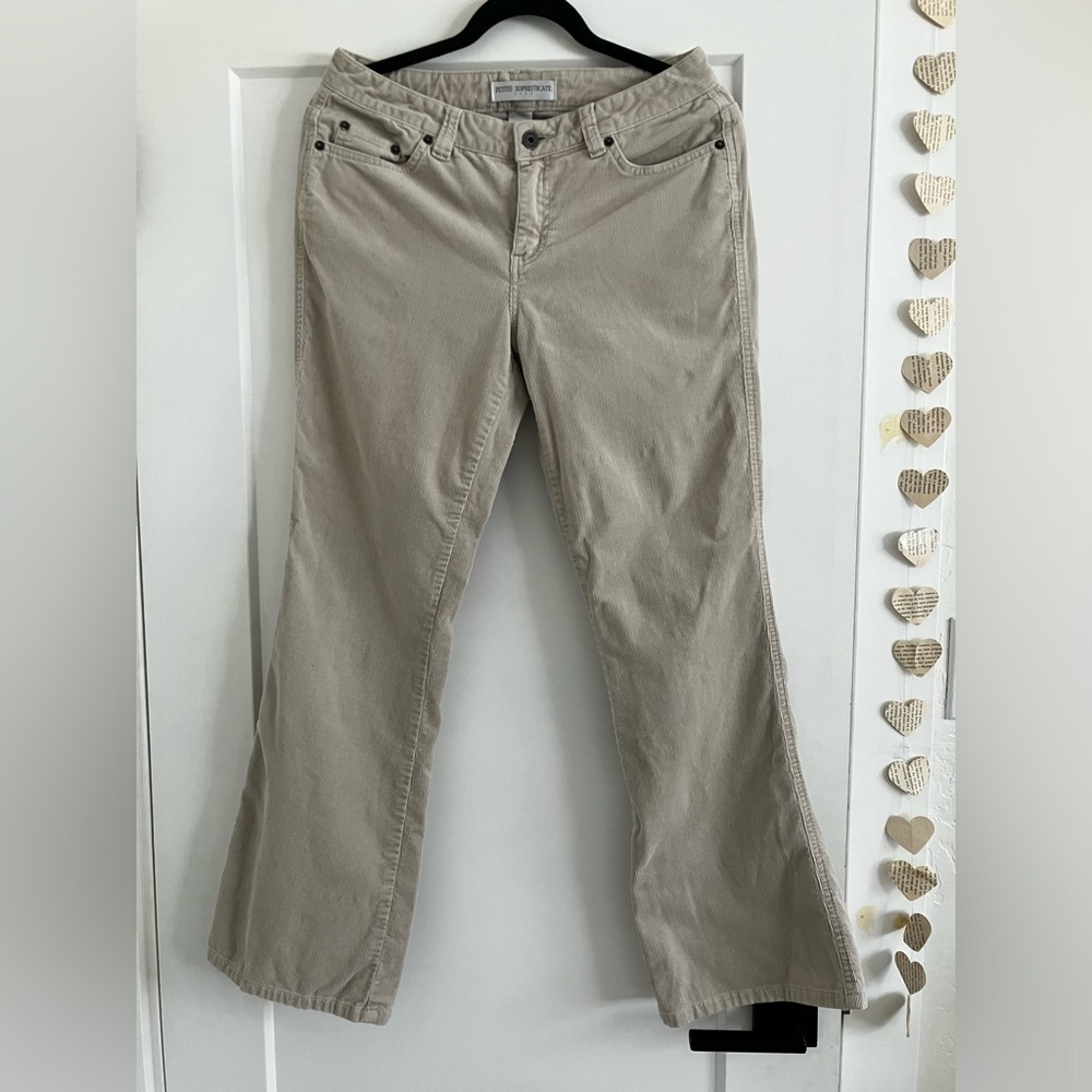 Petite Sophisticate Stylish Tan slight Flared cordoroy pants